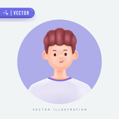 Young smiling man avatar isolated background. 3d vector people character illustration. Cartoon minimal style.