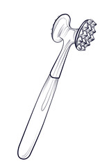 Meat tenderizer black and white freehand drawing vector