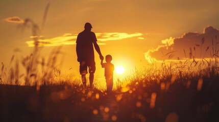 Fototapeta premium Happy Father's Day. Father and children. Background illustration generated by ai