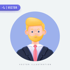 Young man avatar isolated background. 3d vector people character illustration. Cartoon minimal style.