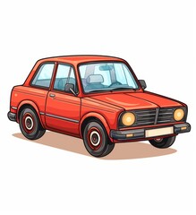 Charming Vector Illustration of a Classic Red Car