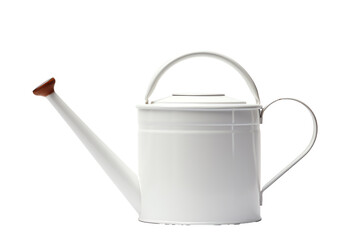 a white watering can with a handle