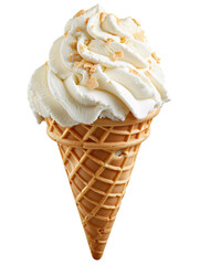 a ice cream cone with white frosting