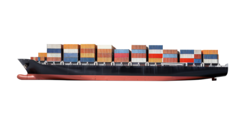 Cargo Ship on a White Background, PNG File
