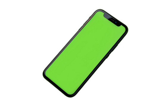 a cellphone with a green screen