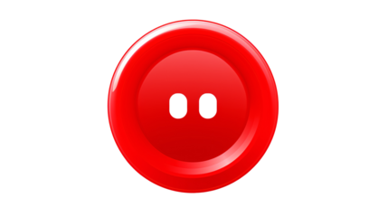 a red button with two holes