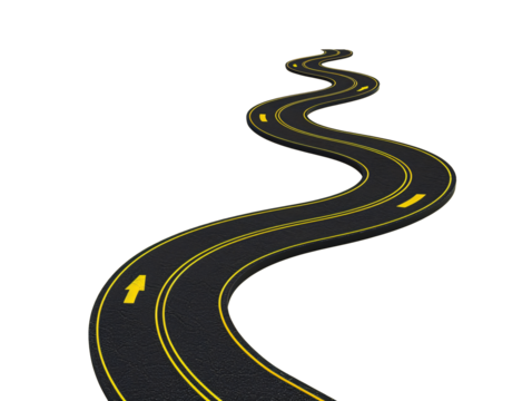 a road with yellow markings