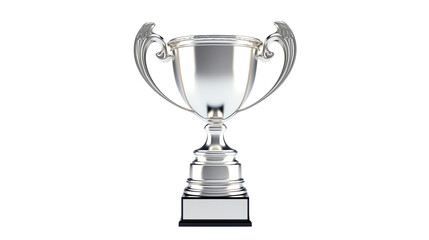 a silver trophy with a black base