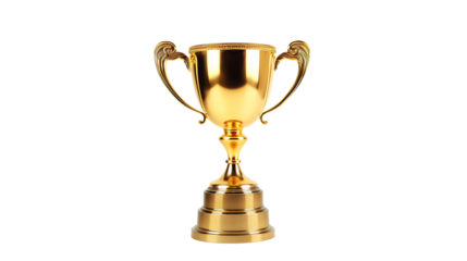 a gold trophy with two handles