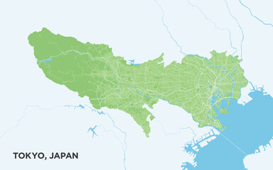 日本の東京都の詳細な道路路線図