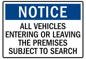 Subject to search sign