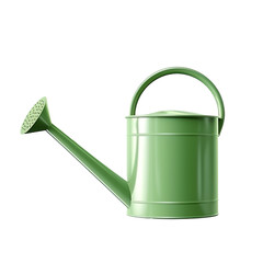 a green watering can on a white background