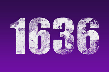 flat white grunge number of 1636 on purple background.	