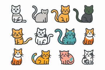 Obraz premium Cat flat icon, minimal kitten symbol, kitty sign isolated, pet pictogram, cat set on white