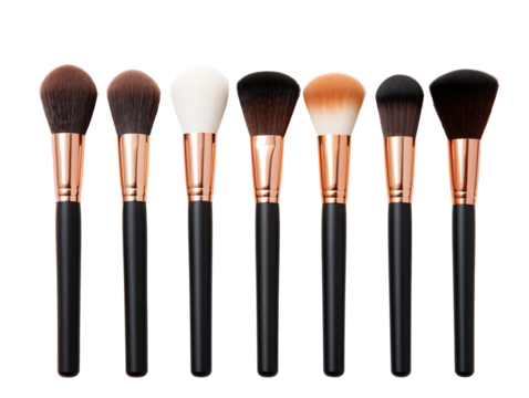 a row of makeup brushes