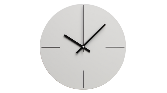 a white clock with black hands