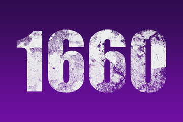 flat white grunge number of 1660 on purple background.	