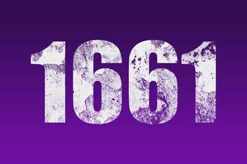 flat white grunge number of 1661 on purple background.	