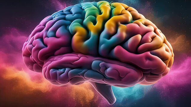 Creativity concept with a brain exploding in colors. Mind blown concept. Generative AI