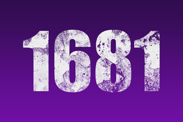 flat white grunge number of 1681 on purple background.	