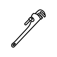 Pipe Wrench Outline Icon, Vector illustration