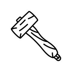 Wooden Mallet Hammer Outline Icon, Vector illustration