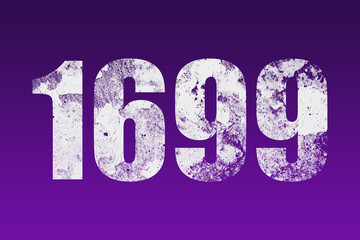 flat white grunge number of 1699 on purple background.	