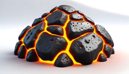 3D Rock lava isolated on white background