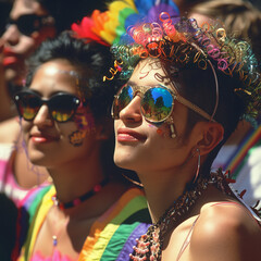Fototapeta premium pride parade featuring diverse participants and vibrant colors