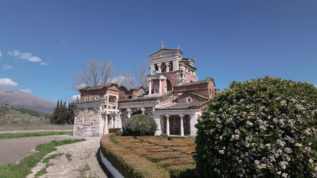 View Of The Church Of Agia Fotini In The Ancient City Of Mantineia, Arcadia, Peloponnese, Greece. Sideways Shot