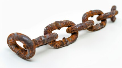 Obraz premium rusty chain Isolated on white background. Concept of rusty equipment for designer