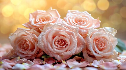 Surreal ai generated pink flower heart bouquet for sympathy or wedding decor on cloudy background
