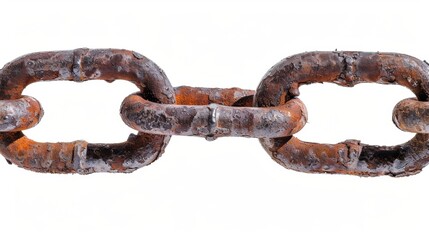 Obraz premium rusty chain link Isolated on white background. Concept of rusty equipment for designer