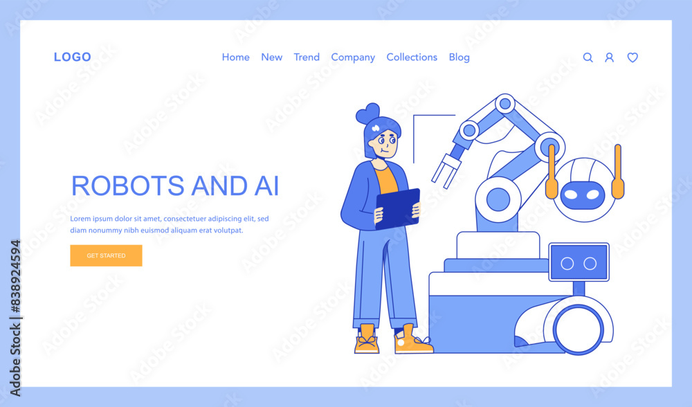 Poster robotics and ai concept. future of automation and ai in vector art.