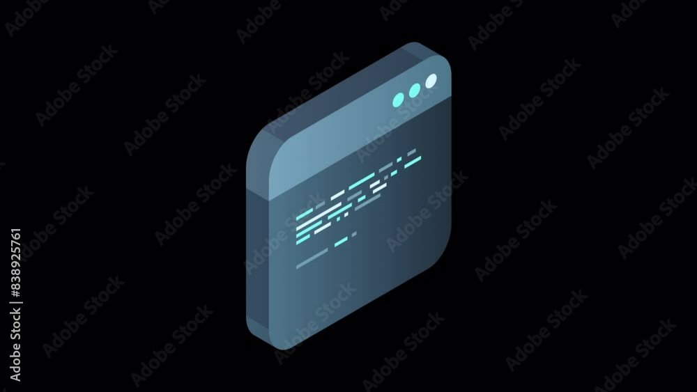 Fototapete Source code isometric animation. Abstract programming language and program code on a screen. Motion graphic. Transparent background with alpha channel