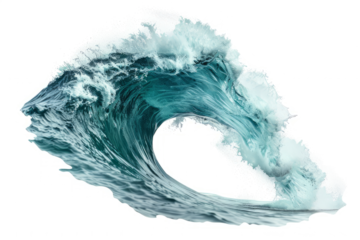 Dynamic water wave isolated on transparent background