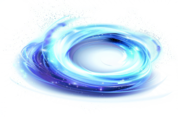 magical portal opening, with swirling vortex and light beams on white background.