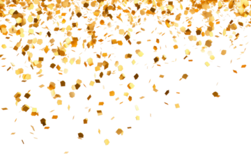 Glittering Golden Rain: A Shower of Elegance on a White or Clear Surface PNG Transparent Background.