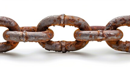 Fototapeta premium rusty metal chain link isolated on white background.