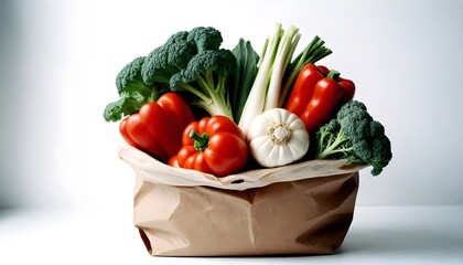 Vegetables basket isolated on white Background