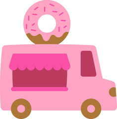 Donuts cart, flat-styled icon.