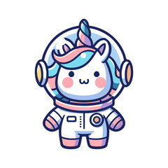 Obraz premium cute unicorn astronaut icon character