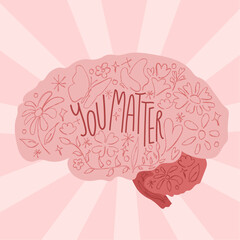 mental health concept you matter mindful brain illustration