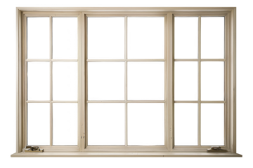 A large window with three panes of glass
