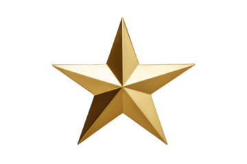 Illuminated Star of Excellence on a White or Clear Surface PNG Transparent Background.
