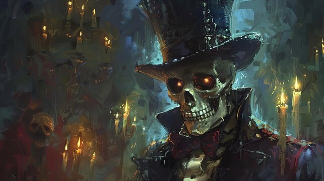 Tilted angle view of a voodoo ceremony led by Baron Samedi