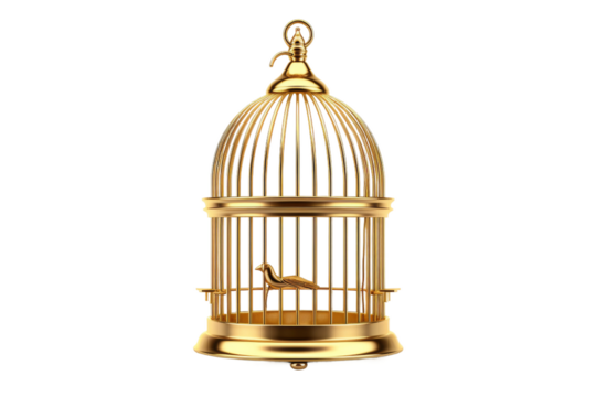 The Enigma of the Golden Bird on a White or Clear Surface PNG Transparent Background.