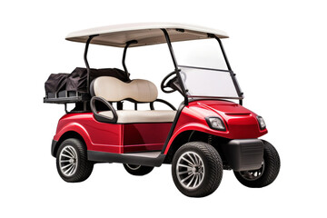 Crimson Dreams: A Golf Carts Tale on a White or Clear Surface PNG Transparent Background.