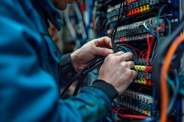Skilled Technician s Hands Carefully Wiring Electronic Circuit