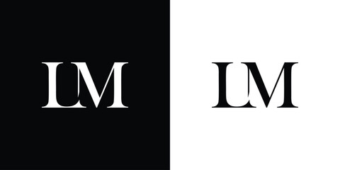 Abstract serif letter LM logo in black and white color for beauty and wedding design logo vector inspiration